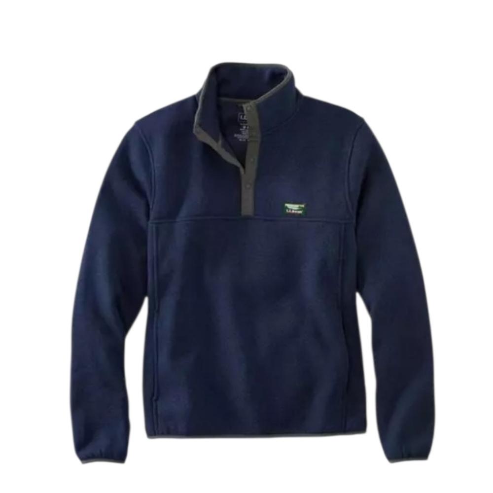 L.L. Bean Men's Sweater 1/4 Snap Navy Fleece Pullover Size L
